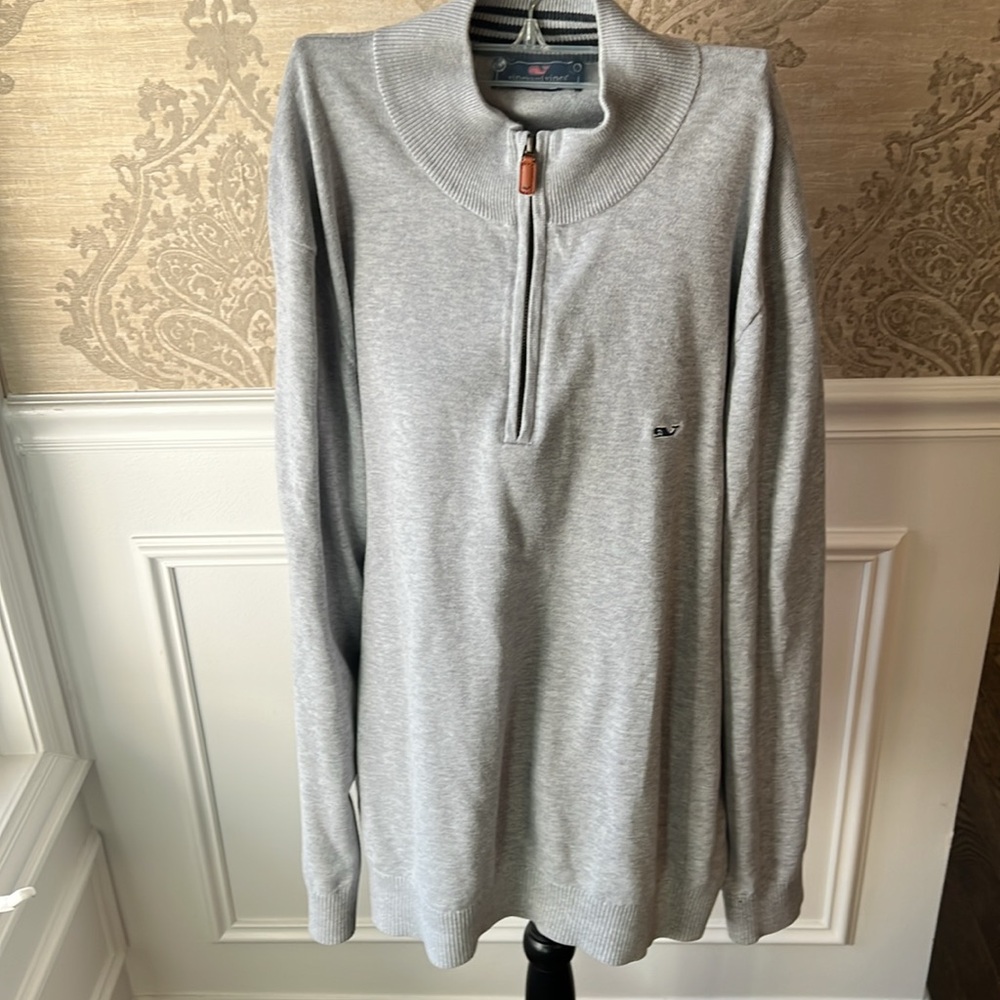 Vineyard Vines by Shep & Ian men’s grey quarter zip cotton sweater size M